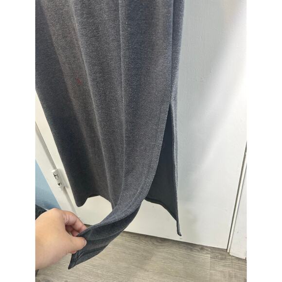 Mimi Maternity Dress Large Gray Midi Side Slit Minimalist Officecore Academia - Picture 9 of 11